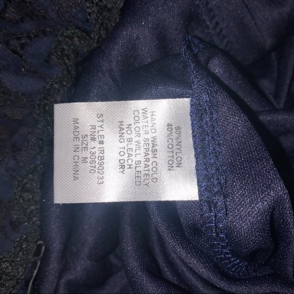 Freda Marie Lace Romper Off-The-Shoulder Navy Black Bell Sleeves Size  Medium‎ - Picture 11 of 11